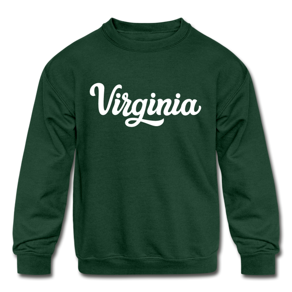 Virginia Youth Sweatshirt - Hand Lettered Youth Virginia Crewneck Sweatshirt - forest green