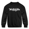 Washington Youth Sweatshirt - Hand Lettered Youth Washington Crewneck Sweatshirt - black