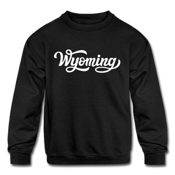 Wyoming Youth Sweatshirt - Hand Lettered Youth Wyoming Crewneck Sweatshirt - black