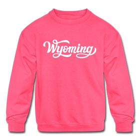 Wyoming Youth Sweatshirt - Hand Lettered Youth Wyoming Crewneck Sweatshirt