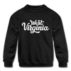 West Virginia Youth Sweatshirt - Hand Lettered Youth West Virginia Crewneck Sweatshirt - black
