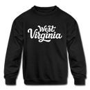 West Virginia Youth Sweatshirt - Hand Lettered Youth West Virginia Crewneck Sweatshirt - black