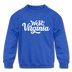 West Virginia Youth Sweatshirt - Hand Lettered Youth West Virginia Crewneck Sweatshirt - royal blue