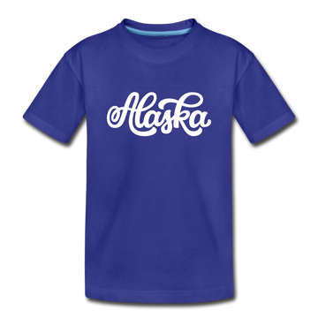 Alaska Youth T-Shirt - Hand Lettered Youth Alaska Tee - royal blue