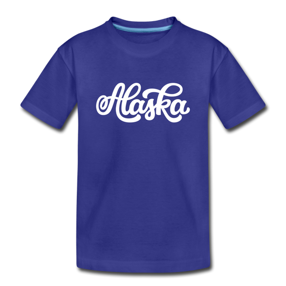 Alaska Youth T-Shirt - Hand Lettered Youth Alaska Tee - royal blue