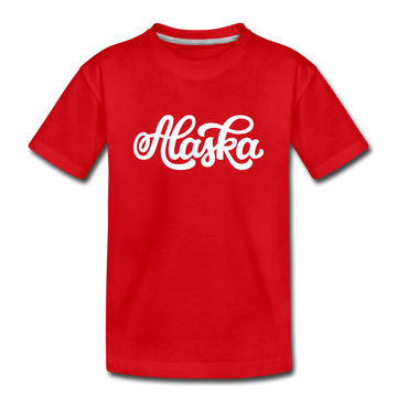 Alaska Youth T-Shirt - Hand Lettered Youth Alaska Tee - red