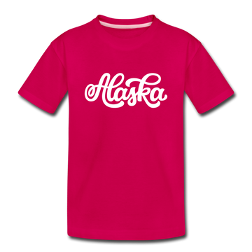 Alaska Youth T-Shirt - Hand Lettered Youth Alaska Tee - dark pink