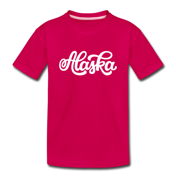 Alaska Youth T-Shirt - Hand Lettered Youth Alaska Tee - dark pink