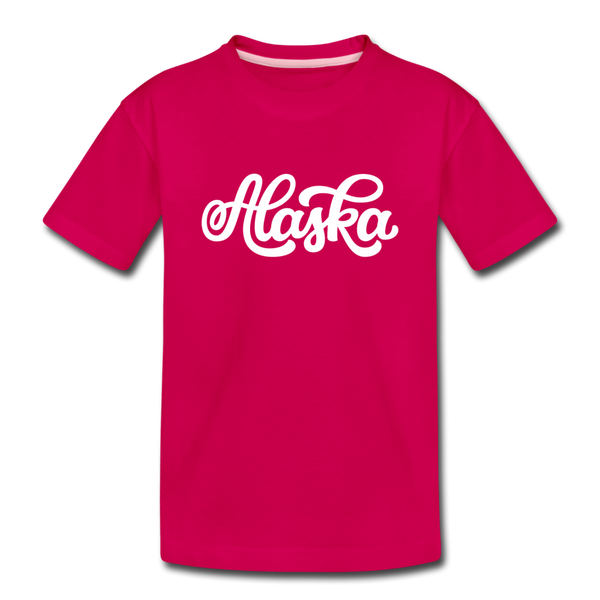 Alaska Youth T-Shirt - Hand Lettered Youth Alaska Tee - dark pink
