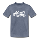 Alaska Youth T-Shirt - Hand Lettered Youth Alaska Tee - heather blue