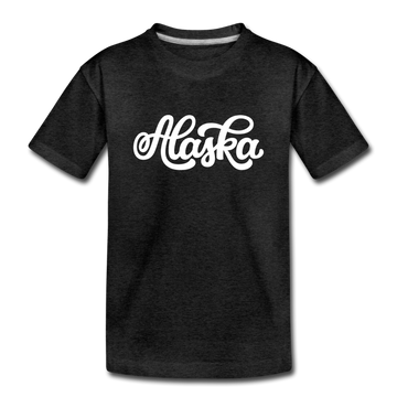 Alaska Youth T-Shirt - Hand Lettered Youth Alaska Tee - charcoal gray