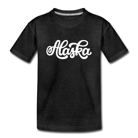 Alaska Youth T-Shirt - Hand Lettered Youth Alaska Tee - charcoal gray