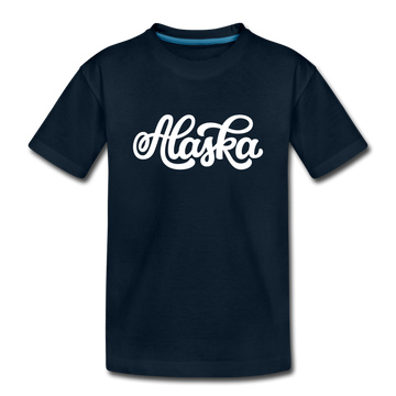 Alaska Youth T-Shirt - Hand Lettered Youth Alaska Tee - deep navy