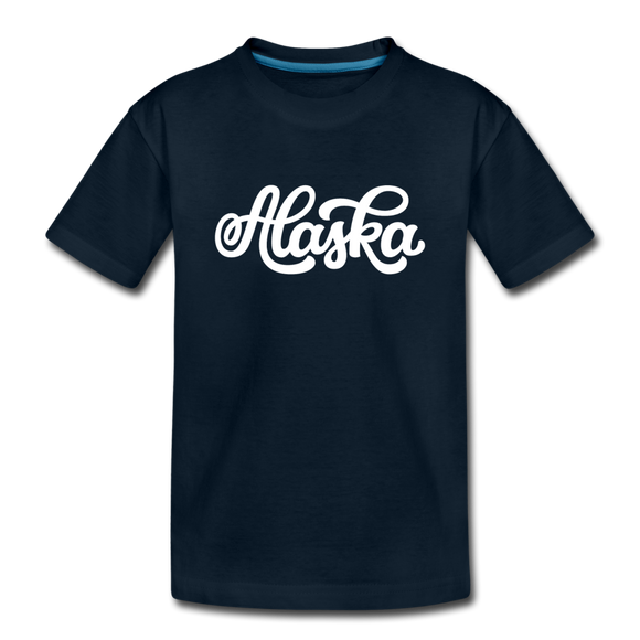 Alaska Youth T-Shirt - Hand Lettered Youth Alaska Tee - deep navy