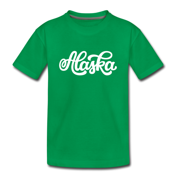 Alaska Youth T-Shirt - Hand Lettered Youth Alaska Tee - kelly green