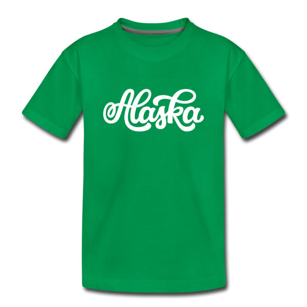 Alaska Youth T-Shirt - Hand Lettered Youth Alaska Tee - kelly green