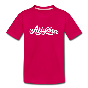 Arizona Youth T-Shirt - Hand Lettered Youth Arizona Tee - dark pink
