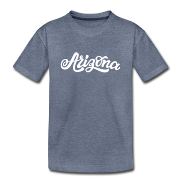 Arizona Youth T-Shirt - Hand Lettered Youth Arizona Tee - heather blue