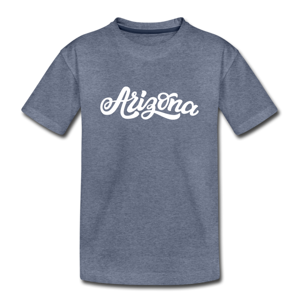 Arizona Youth T-Shirt - Hand Lettered Youth Arizona Tee - heather blue