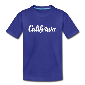 California Youth T-Shirt - Hand Lettered Youth California Tee - royal blue