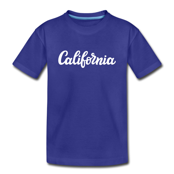 California Youth T-Shirt - Hand Lettered Youth California Tee - royal blue