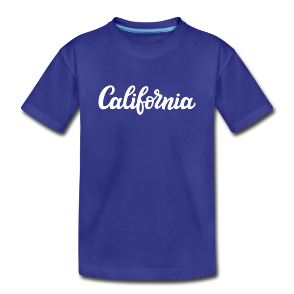 California Youth T-Shirt - Hand Lettered Youth California Tee - royal blue