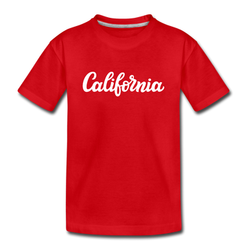California Youth T-Shirt - Hand Lettered Youth California Tee - red