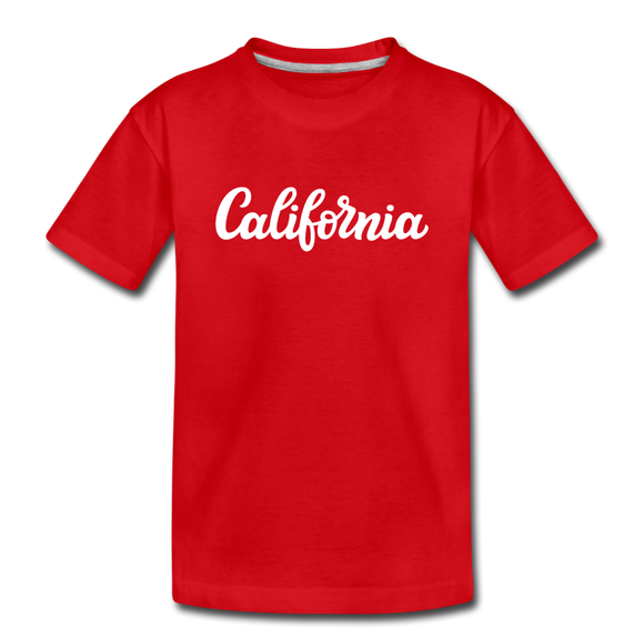 California Youth T-Shirt - Hand Lettered Youth California Tee - red