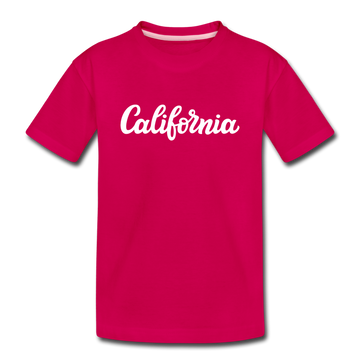 California Youth T-Shirt - Hand Lettered Youth California Tee - dark pink