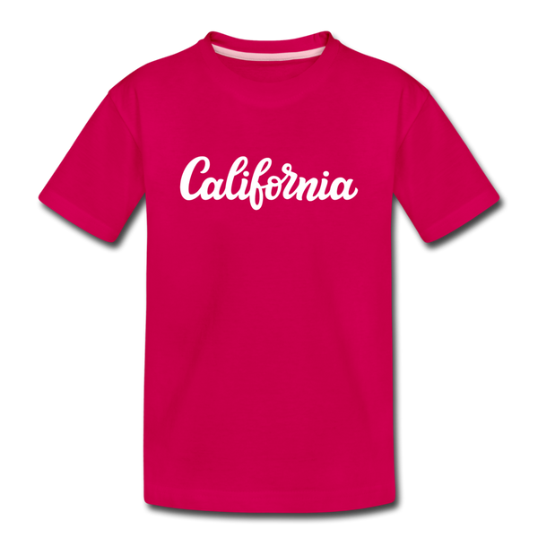 California Youth T-Shirt - Hand Lettered Youth California Tee - dark pink