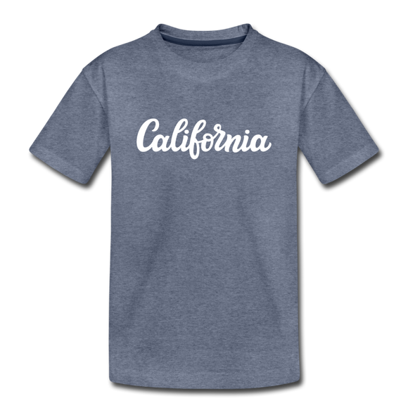 California Youth T-Shirt - Hand Lettered Youth California Tee - heather blue