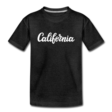 California Youth T-Shirt - Hand Lettered Youth California Tee - charcoal gray