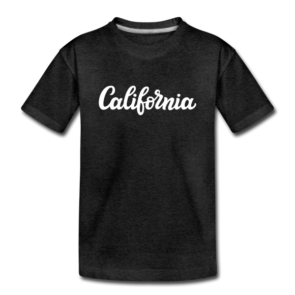 California Youth T-Shirt - Hand Lettered Youth California Tee - charcoal gray