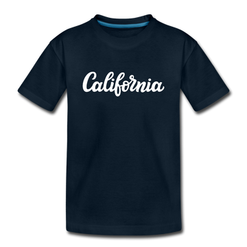California Youth T-Shirt - Hand Lettered Youth California Tee - deep navy