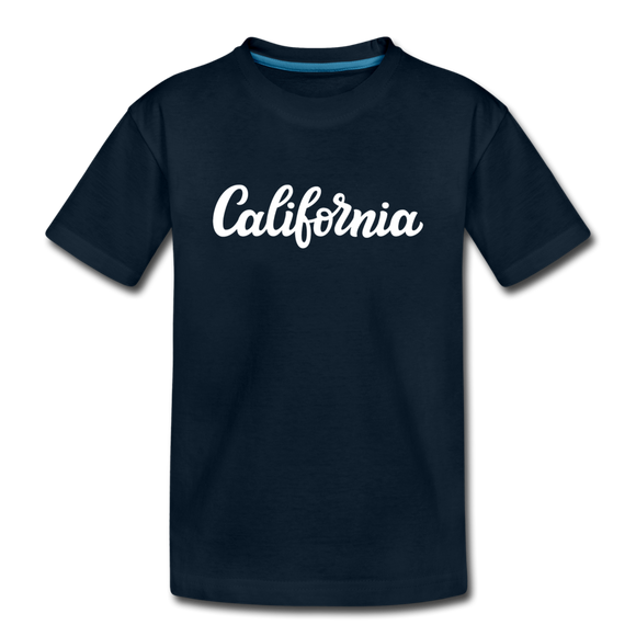 California Youth T-Shirt - Hand Lettered Youth California Tee - deep navy