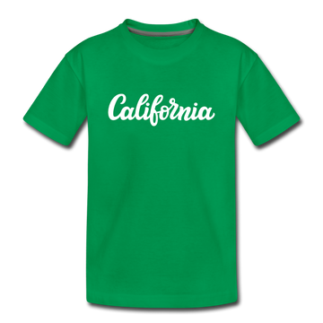 California Youth T-Shirt - Hand Lettered Youth California Tee - kelly green