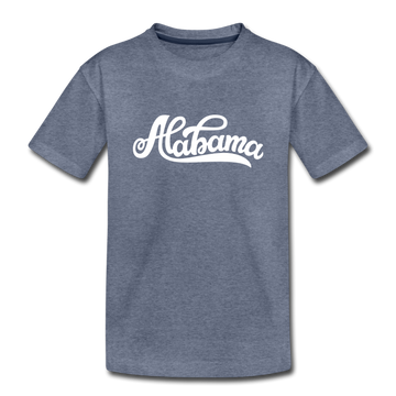 Alabama Youth T-Shirt - Hand Lettered Youth Alabama Tee - heather blue