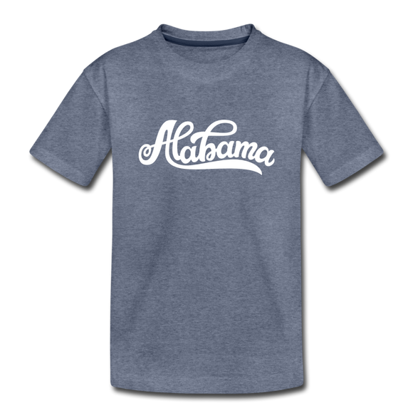 Alabama Youth T-Shirt - Hand Lettered Youth Alabama Tee - heather blue
