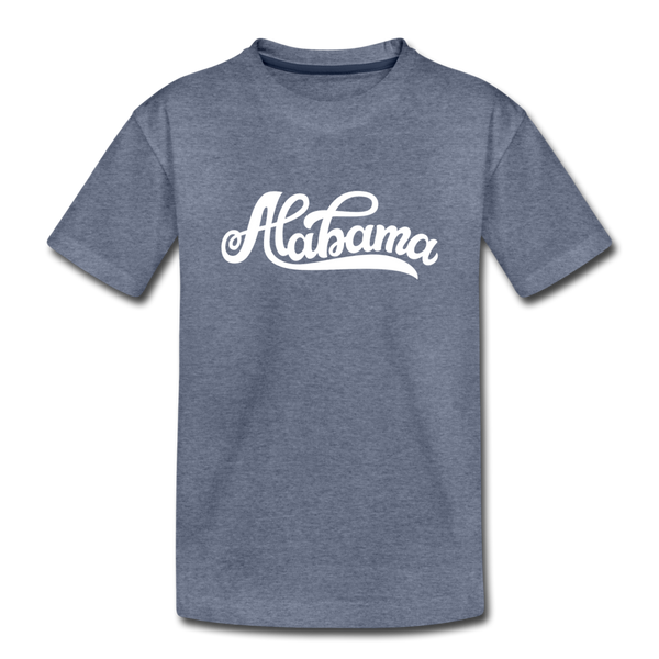 Alabama Youth T-Shirt - Hand Lettered Youth Alabama Tee - heather blue
