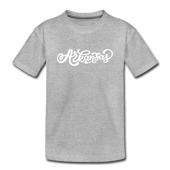 Arkansas Youth T-Shirt - Hand Lettered Youth Arkansas Tee - heather gray