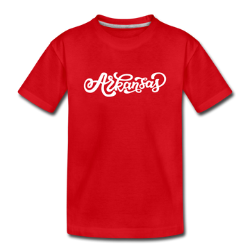 Arkansas Youth T-Shirt - Hand Lettered Youth Arkansas Tee - red