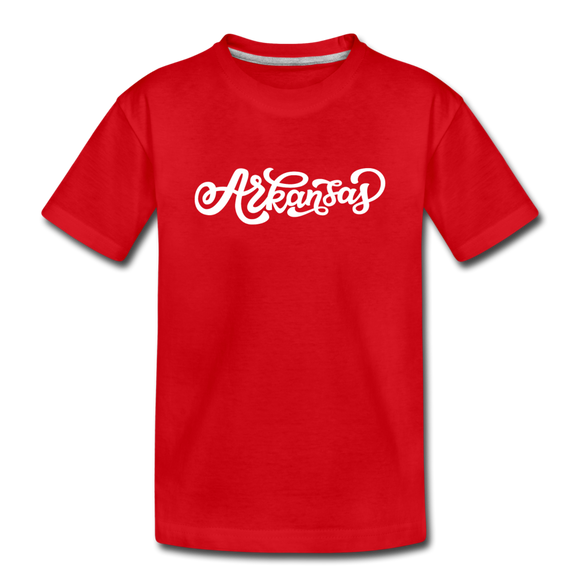 Arkansas Youth T-Shirt - Hand Lettered Youth Arkansas Tee - red