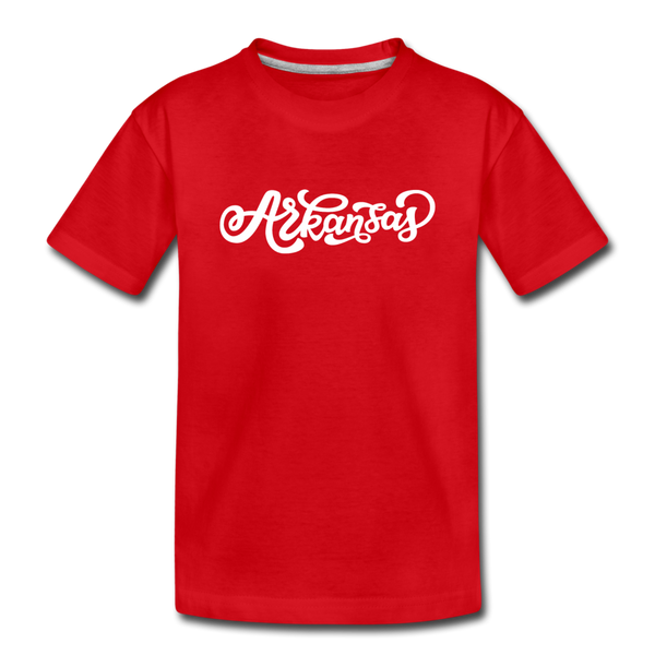Arkansas Youth T-Shirt - Hand Lettered Youth Arkansas Tee - red