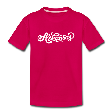 Arkansas Youth T-Shirt - Hand Lettered Youth Arkansas Tee - dark pink