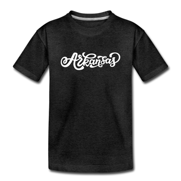 Arkansas Youth T-Shirt - Hand Lettered Youth Arkansas Tee - charcoal gray