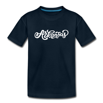 Arkansas Youth T-Shirt - Hand Lettered Youth Arkansas Tee - deep navy