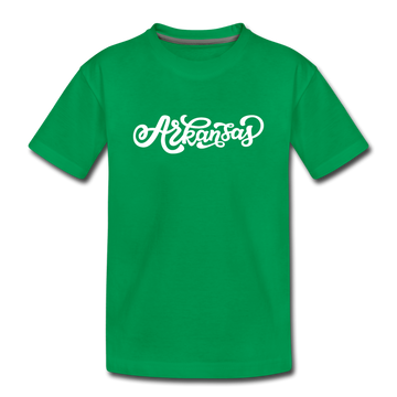 Arkansas Youth T-Shirt - Hand Lettered Youth Arkansas Tee - kelly green