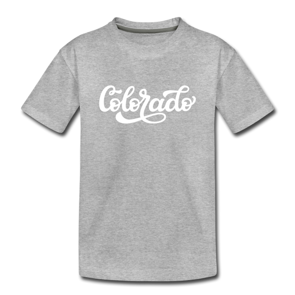 Colorado Youth T-Shirt - Hand Lettered Youth Colorado Tee - heather gray