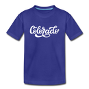 Colorado Youth T-Shirt - Hand Lettered Youth Colorado Tee - royal blue