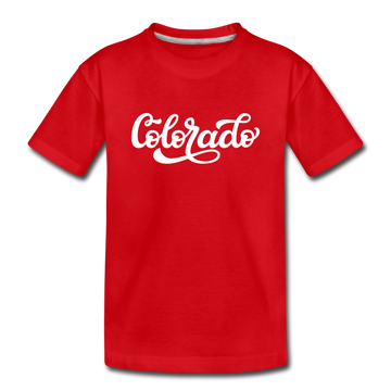 Colorado Youth T-Shirt - Hand Lettered Youth Colorado Tee - red
